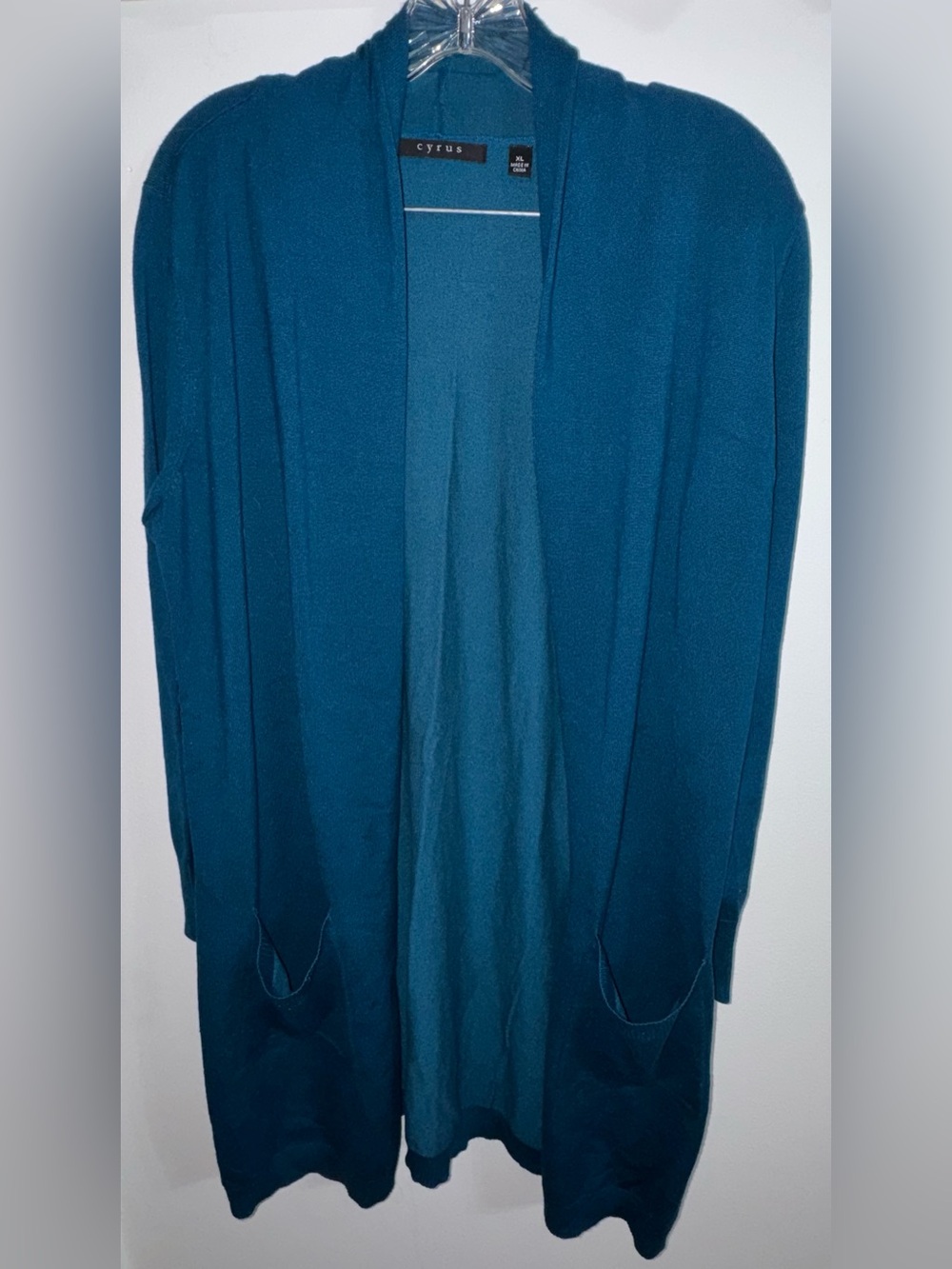 Cyrus Teal Open-Front Women’s Cardigan Sweater